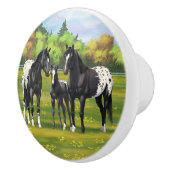 夏の牧草地の黒いアパロオーサの馬 セラミックノブ (右)