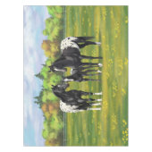 夏の牧草地の黒いアパロオーサの馬 テーブルクロス (正面)