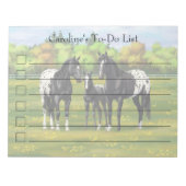 夏の牧草地の黒いアパロオーサの馬 ノートパッド (正面)