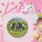 夏の牧草地の黒いアパロオーサの馬 ペーパープレート (パーティー)