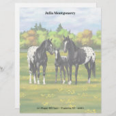 夏の牧草地の黒いアパロオーサの馬 レターヘッド (正面/裏面)