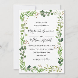 夏の牧草地フレームウォーター色結婚式招待状 セーブザデート