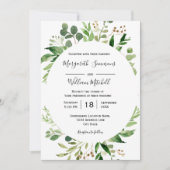 夏の牧草地フレームウォーター色結婚式招待状 招待状 (正面)