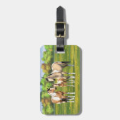 夏の牧草地絵を描でバックスキンのダン馬 ラゲッジタグ (正面縦)