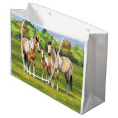 夏の牧草地絵を描でバックスキンのダン馬 ラージペーパーバッグ (正面アングル)