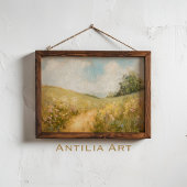 夏の牧草地絵画の野花畑 ポスター