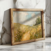 夏の牧草地絵画の野花畑 ポスター