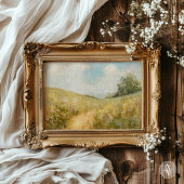 夏の牧草地絵画の野花畑 ポスター