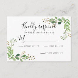 夏の牧草地離れの水彩結婚式RSVP 出欠カード