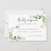 夏の牧草地離れの水彩結婚式RSVP 出欠カード (正面)