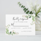 夏の牧草地離れの水彩結婚式RSVP 出欠カード (スタンド正面)