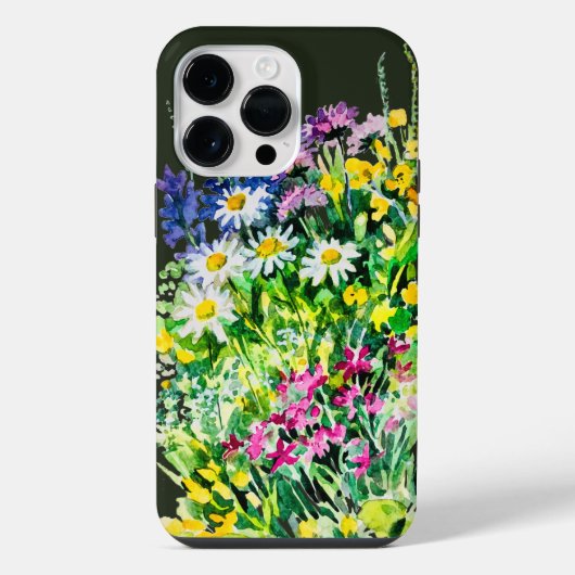 夏の牧草地、野の花 iPhoneケース (裏面)
