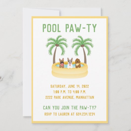 夏の犬たちのプール 招待状 (正面)