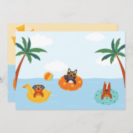 夏の犬のビーチ シーズンカード