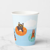 夏の犬のビーチ 紙コップ (裏面)