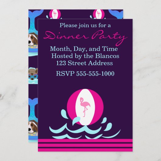 夏の犬の日 招待状 (正面/裏面)