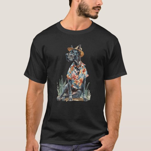 夏の犬グレートDaneプレミアム Tシャツ (正面)