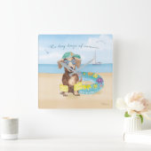 夏の犬日 スクエア壁時計 (ホーム)