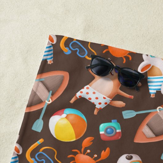 夏の犬日 ビーチタオル (インサイチュ)