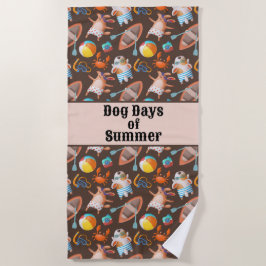 夏の犬日 ビーチタオル