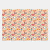 夏の猫のビーチカラフルプレゼント ラッピングペーパーシート (正面)