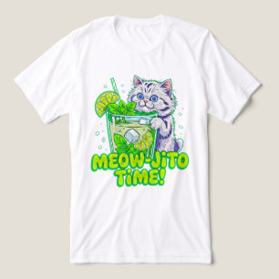 夏の猫のミオヒート時間!面白いネコのカクテル トライブレンドTシャツ