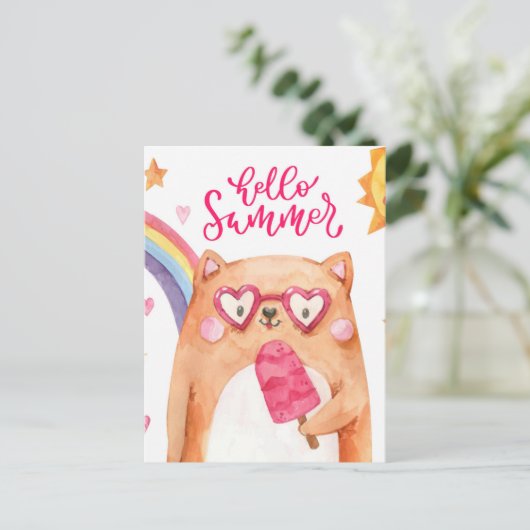 夏の猫はがき ポストカード (スタンド正面)