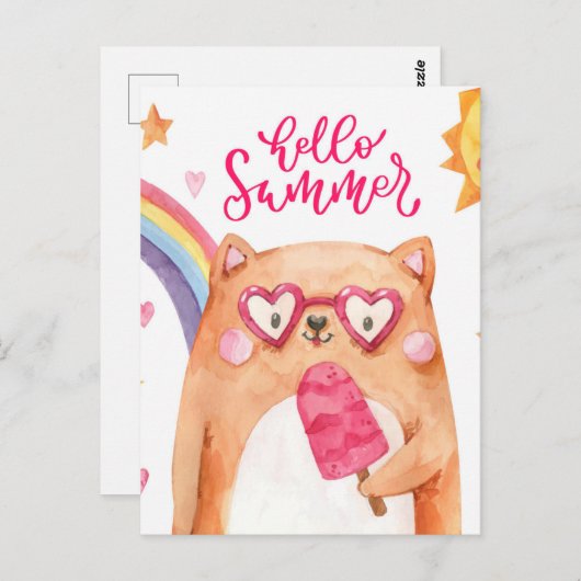 夏の猫はがき ポストカード (正面/裏面)