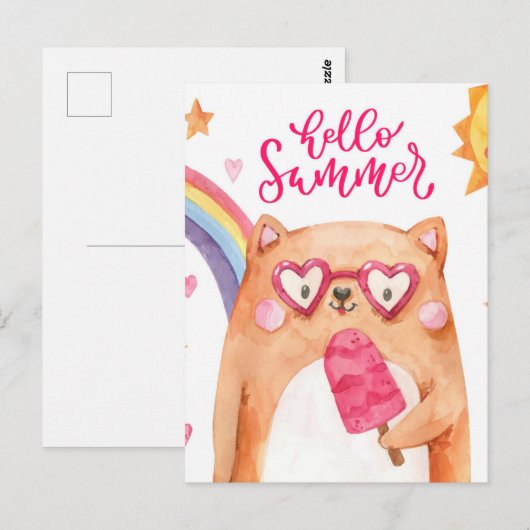 夏の猫はがき ポストカード (正面/裏面)