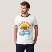 夏の猫ビーチウォーク - 三毛猫愛好家へのギフト Tシャツ (正面フル)