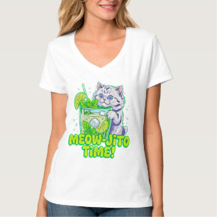 夏の猫ミャウヒートタイム - 熱帯の雌猫の女性たち Tシャツ