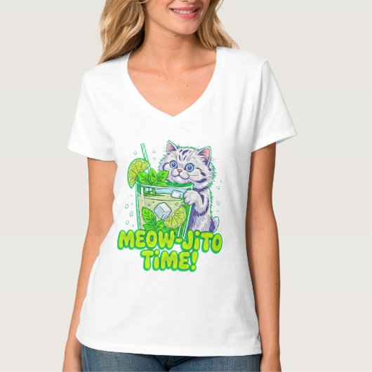夏の猫ミャウヒートタイム - 熱帯の雌猫の女性たち Tシャツ (正面)
