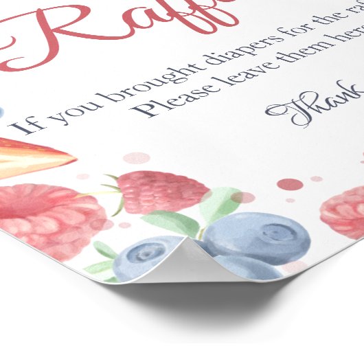 夏の甘いベリーオムツラッフルサイン ポスター (角)