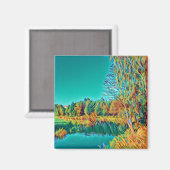 夏の田園風景マグネット マグネット (正面/裏面)