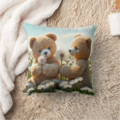 夏の畑でクマのぬいぐるみ クッション (ブランケット)