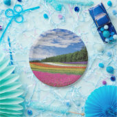 夏の畑の花の列 ペーパープレート (パーティー)