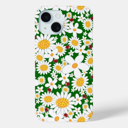 夏の白いデイジーと赤いお洒落ラディバグ Case-Mate iPhoneケース (裏面)