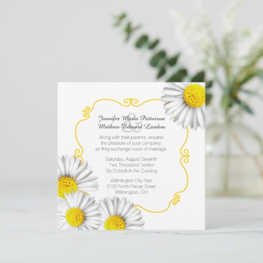 夏の白いデイジーの結婚式招待状 招待状 (スタンド正面)