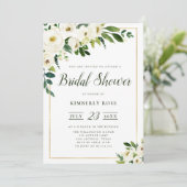 夏の白い花模様のブライダルシャワー招待状 招待状 (スタンド正面)