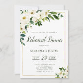夏の白い花模様のリハーサルの夕食の招待 招待状 (正面)