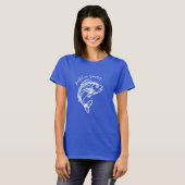 夏の白い魚のホックを留めた Tシャツ (正面フル)