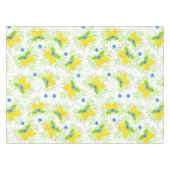 夏の白と黄色のレモンの花の模様 テーブルクロス (正面(横))