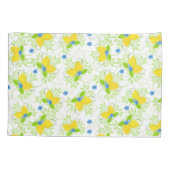 夏の白と黄色のレモンの花の模様 枕カバー (裏面)