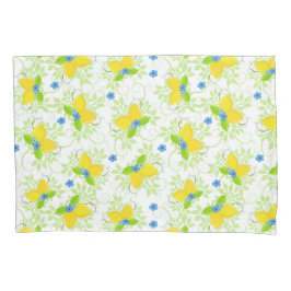 夏の白と黄色のレモンの花の模様 枕カバー