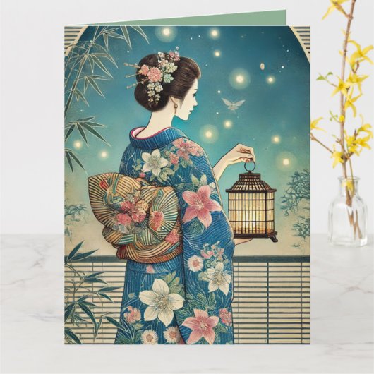 夏の着物(&F) カード (黄色い花)