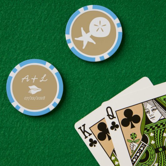 夏の砂浜の貝殻 ポーカーチップ (ポーカーテーブル (ダブル))