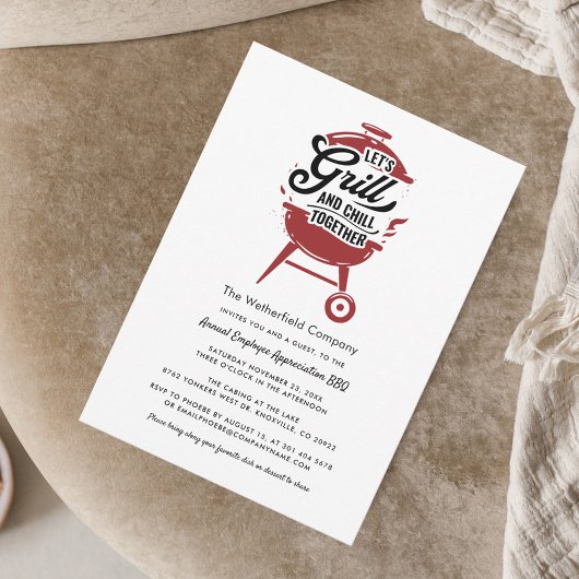 夏の社員評価BBQグリルとチル 招待状