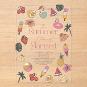 夏の私はトロピカル結婚したブライダルシャワー アクリル招待状 (正面)