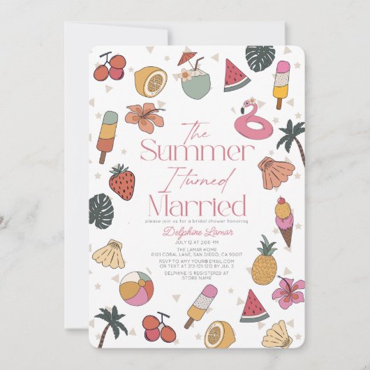 夏の私は熱帯の結婚したブライダルシャワー 招待状 (正面)