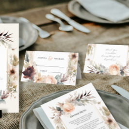 夏の秋ミュートBOHOフローラウェディングレセプション プレイスカード